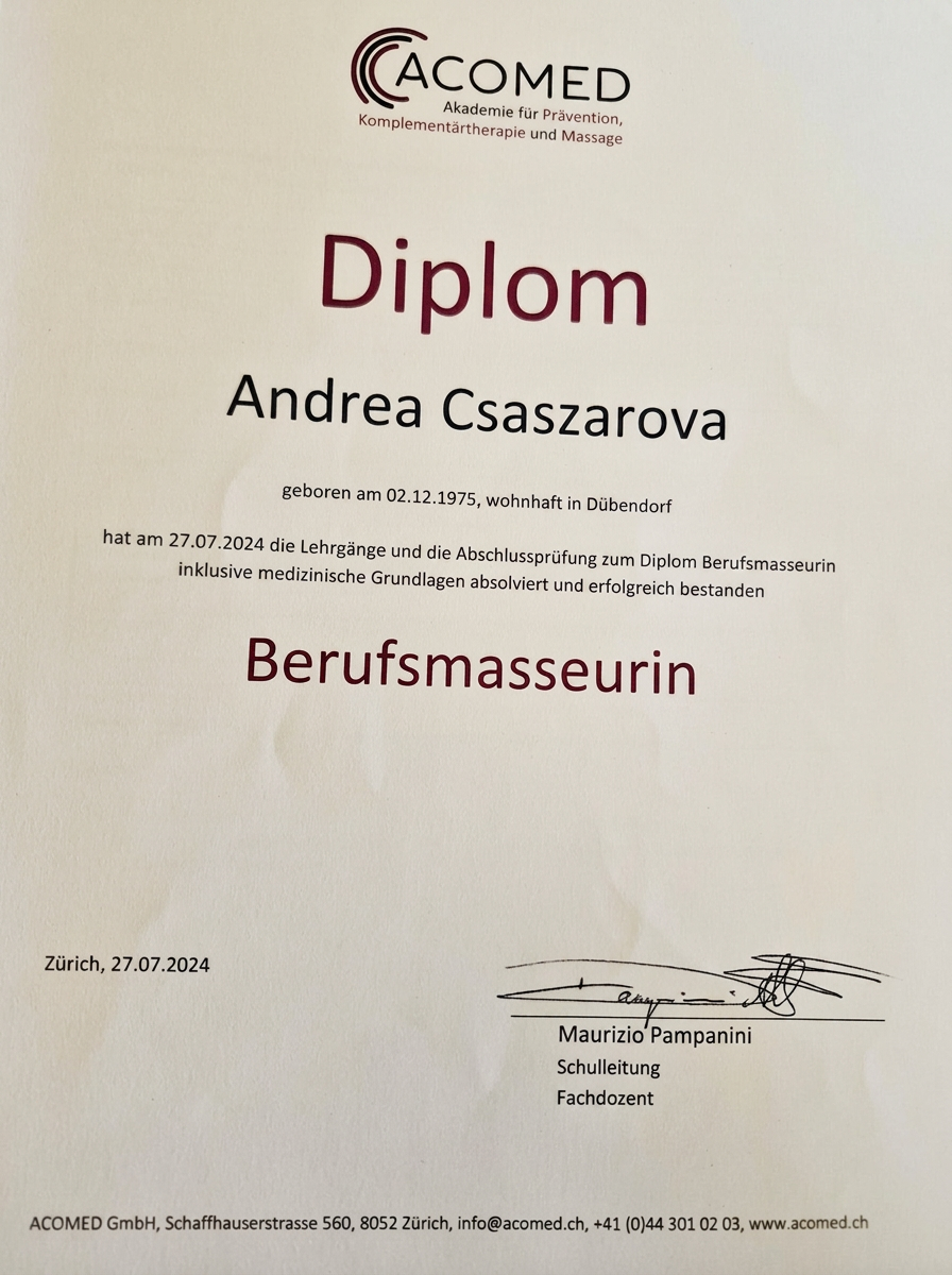 Berufsmasseurin — ACOMED, Zürich, 2024