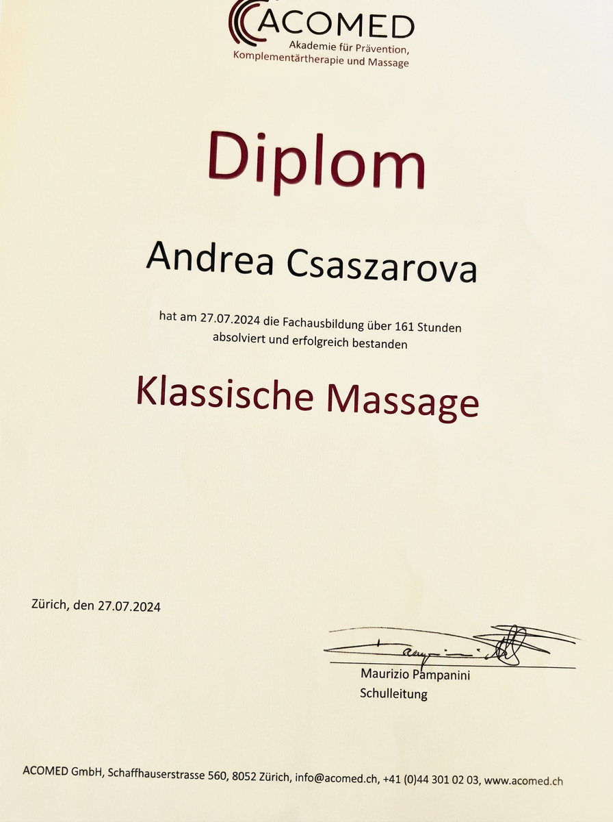 Klassische Massage — ACOMED, Zürich, 2024