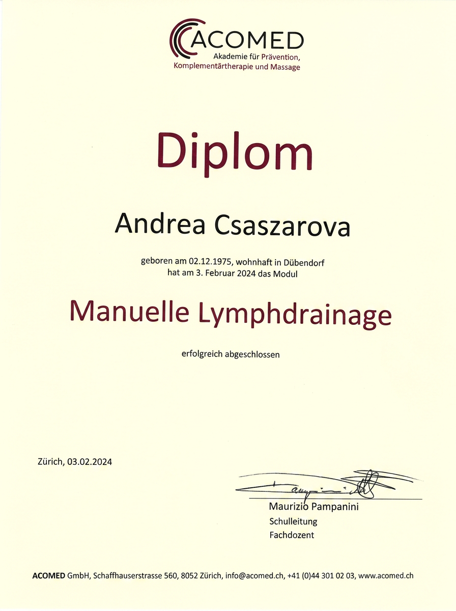 Manuelle Lymphdrainage — ACOMED, Zürich, 2024