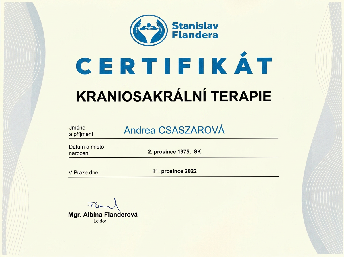 Kraniosakrální terapie — Stanislav Flandera, Praha, 2022